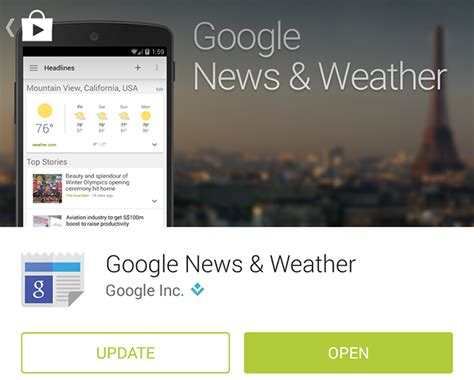Google News & Weather for Android .